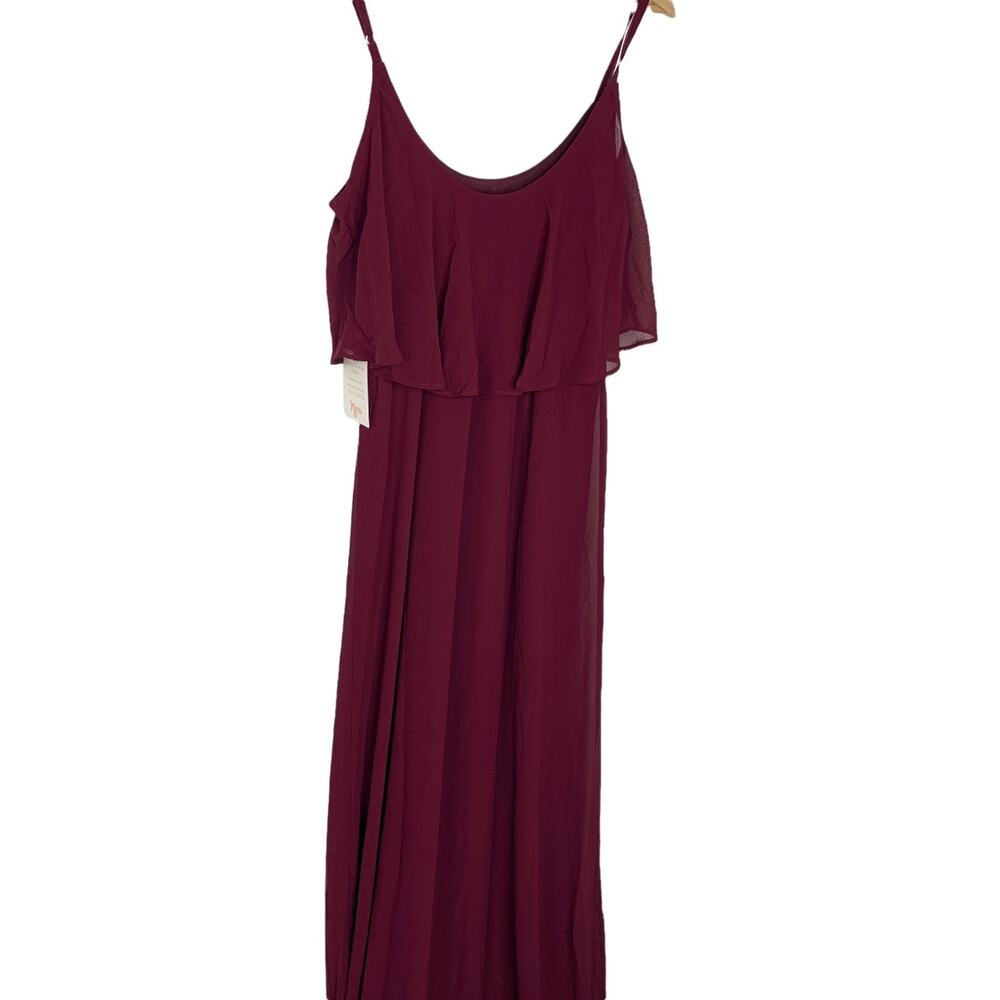 Caitlin Ruffle Maxi Dress Burgundy Show Me Your Mumu Medium - Picture 4 of 7